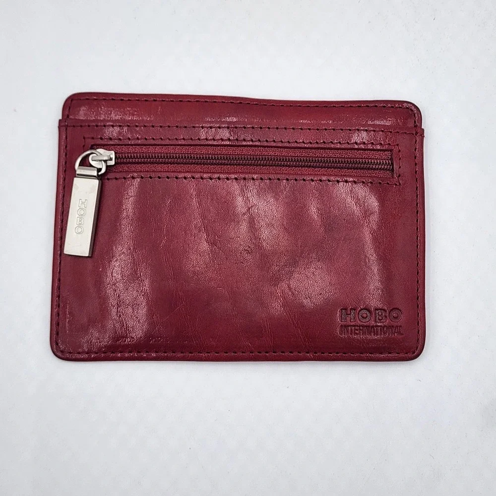 Hobo International Euro Slide Red Leather Wallet Credit‎ Card Passport Case